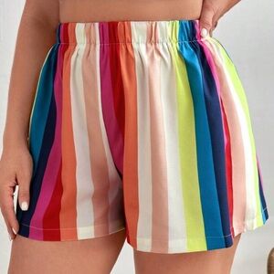 Multicolor Striped High Waist Shorts